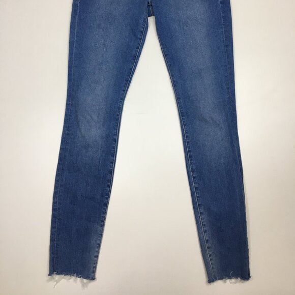 FRAME Denim 5Pocket Logo Button Beso Wash Le Skinny De Jeanne Raw Edge Hem Jeans - Picture 7 of 10